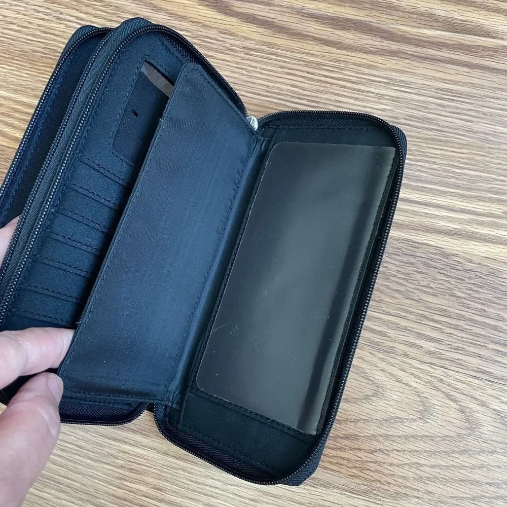 Relativity Zip Travel Card Wallet Black NWT
